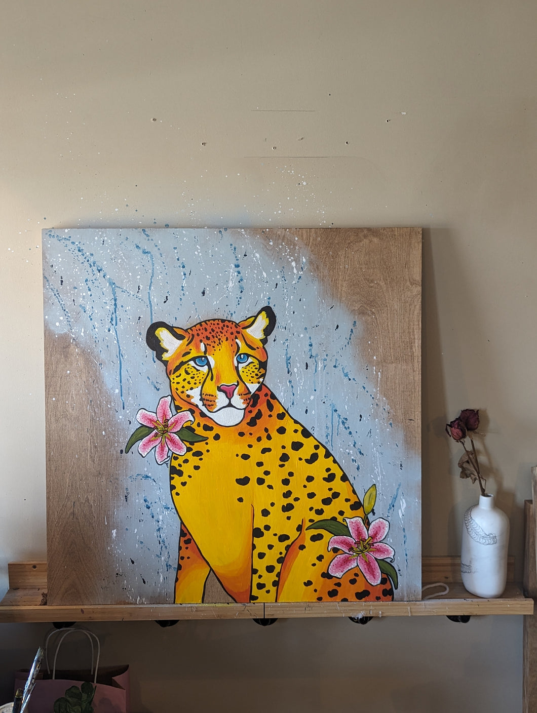 Cheetah and Lilies