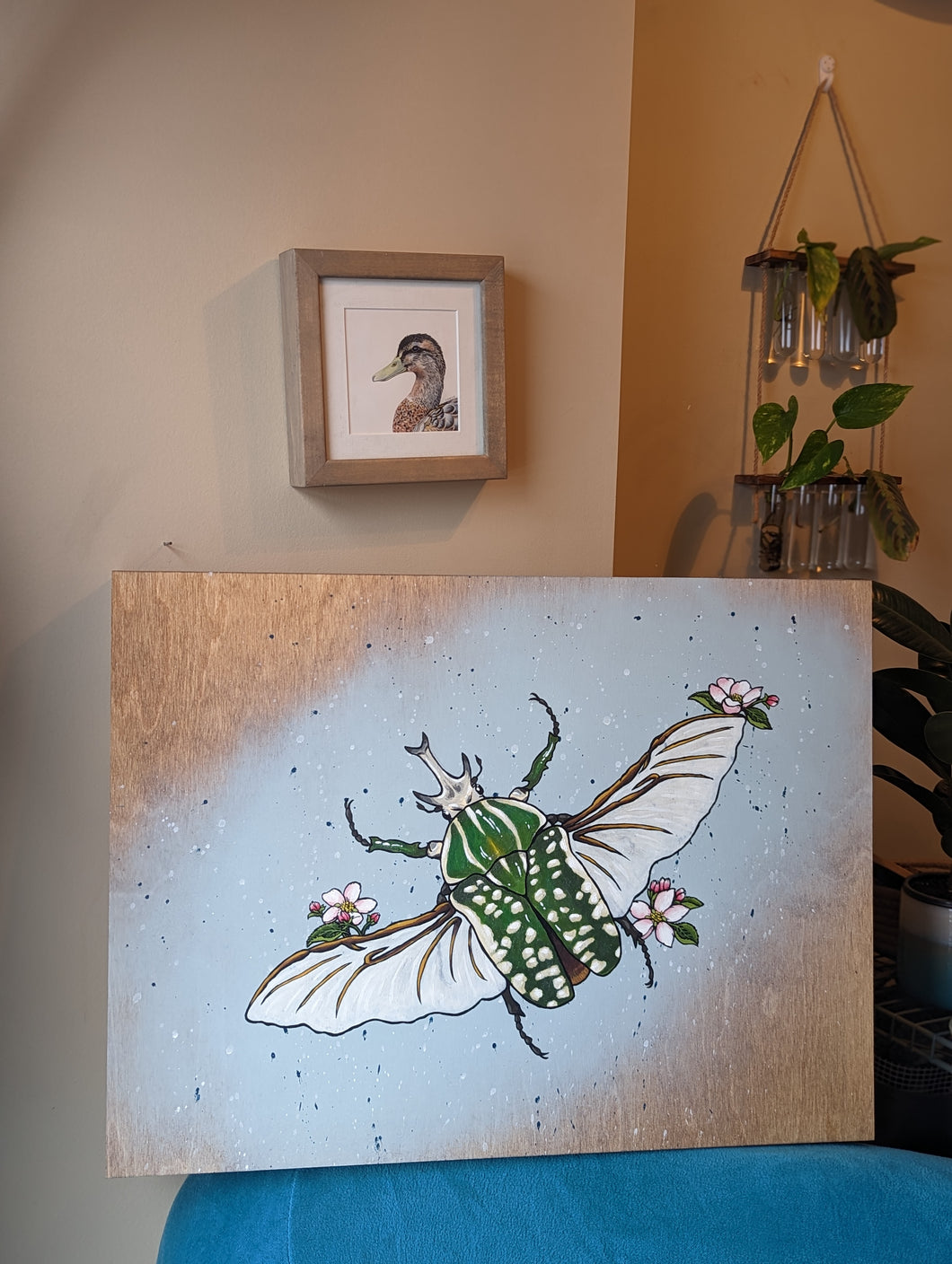 Goliath Beetle and Apple Blossoms